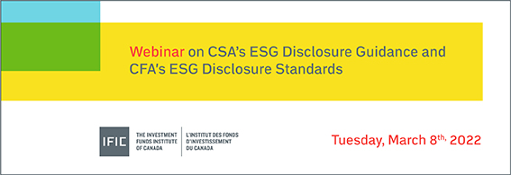 Webinar on CSA’s ESG Disclosure Guidance and CFA's ESG Disclosure Standards